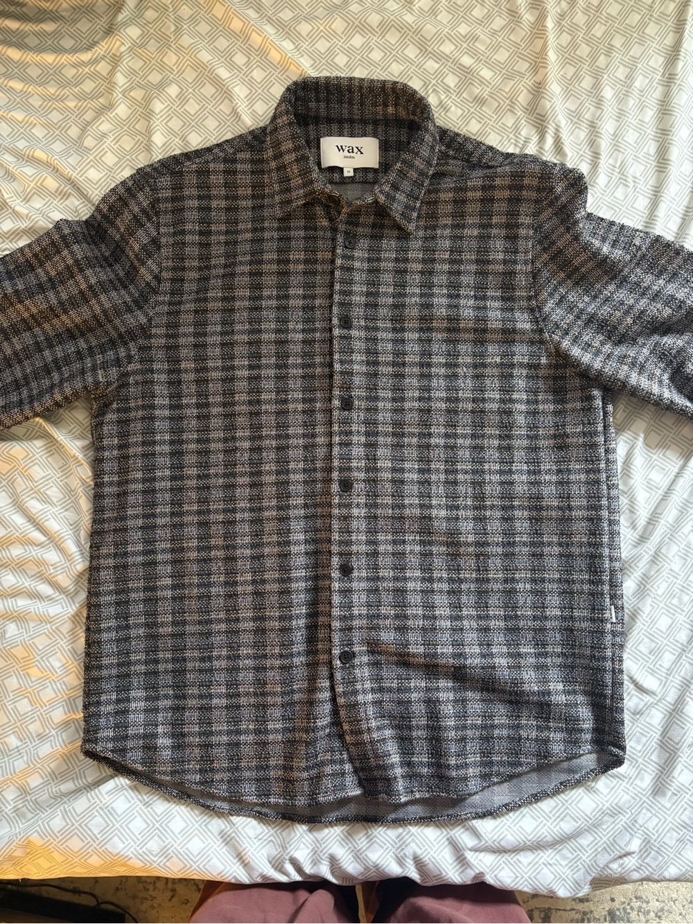 Wax London Black and Gray Check Overshirt Size M EUC